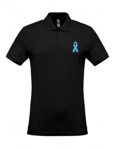 Polo noir Mars bleu homme : textile octobre rose