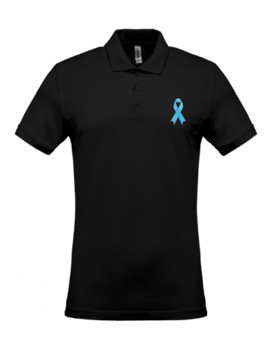 Polo noir Mars bleu homme : textile octobre rose