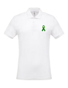 Polo blanc Juin vert homme : textile octobre rose