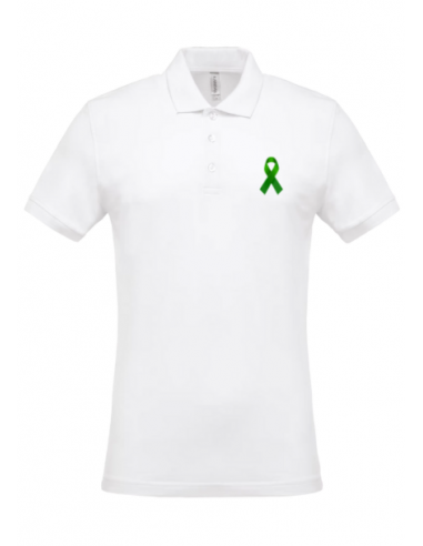 Polo blanc Juin vert homme : textile octobre rose