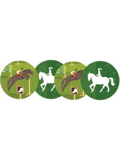 Lots de 4 décorations en carton équitation recto/verso 2