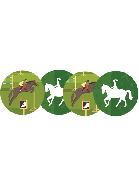 Lots de 4 décorations en carton équitation recto/verso