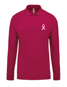 Polo manches longues fuchsia Octobre Rose homme : textile octobre rose