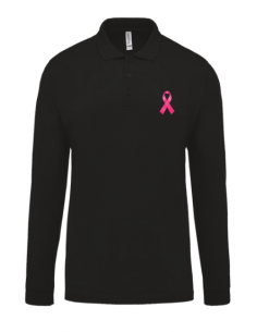 Polo manches longues noir Octobre Rose homme : textile octobre rose