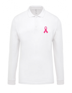 Polo manches longues blanc Octobre Rose homme : textile octobre rose