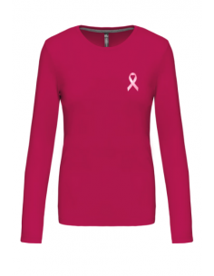 T-shirt fuchsia manches longues Octobre Rose femme : textile octobre rose