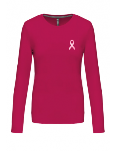 T-shirt fuchsia manches longues Octobre Rose femme : textile octobre rose