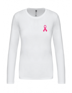 T-shirt blanc manches longues Octobre Rose femme : textile octobre rose