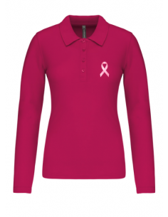 Polo fuchsia manches longues Octobre Rose femme : textile octobre rose