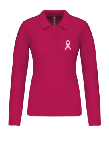 Polo fuchsia manches longues Octobre Rose femme : textile octobre rose