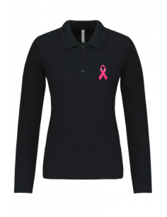 Polo noir manches longues Octobre Rose femme : textile octobre rose