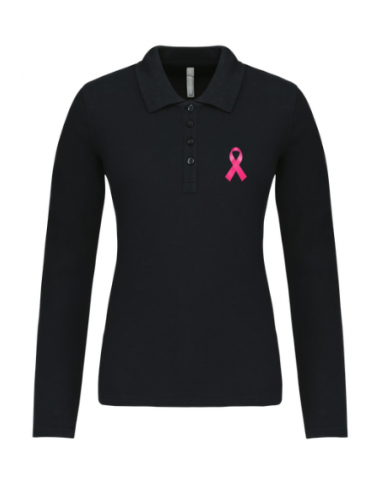 Polo noir manches longues Octobre Rose femme : textile octobre rose