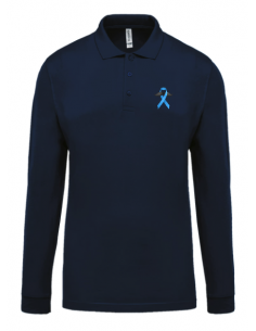 Polo bleu marine manches longues Novembre bleu homme : textile novembre bleu