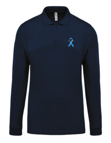 Polo bleu marine manches longues Novembre bleu homme : textile novembre bleu