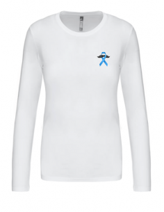 T-shirt blanc manches longues Novembre bleu femme : textile Movember