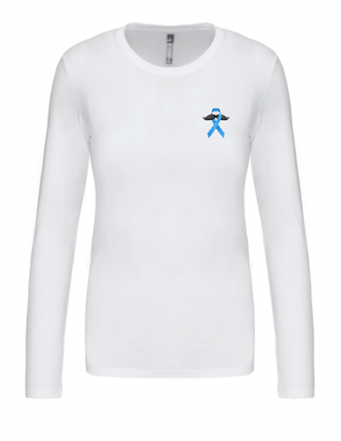 T-shirt blanc manches longues Novembre bleu femme : textile Movember