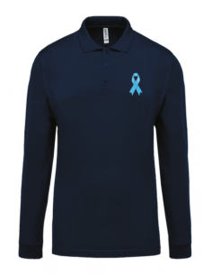 Polo bleu marine manches longues Mars bleu homme : textile novembre bleu