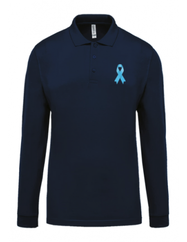 Polo bleu marine manches longues Mars bleu homme : textile novembre bleu