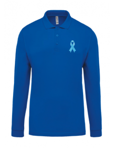 Polo bleu royal manches longues Mars bleu homme : textile novembre bleu