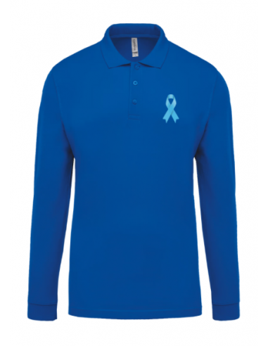 Polo bleu royal manches longues Mars bleu homme : textile novembre bleu