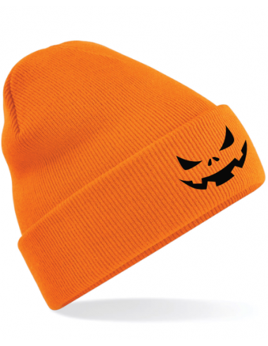 Bonnet orange Halloween brodé : textile Halloween