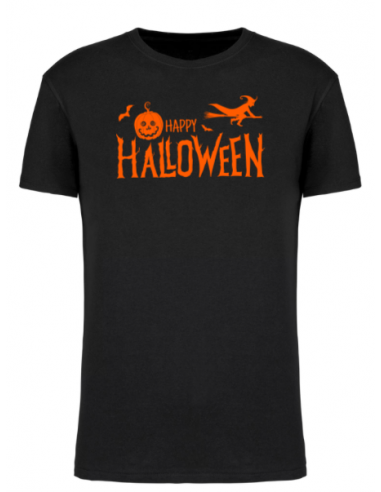 T-shirt noir Happy Halloween homme : textile Halloween