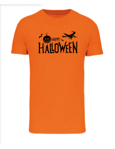 T-shirt orange Happy Halloween enfant : Textile halloween