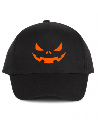 Casquette noir citrouille Halloween brodée : textile Halloween