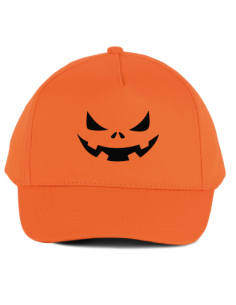 Casquette orange citrouille Halloween brodée : textile Halloween