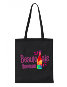 Tote bag noir beaujolais nouveau : textile et accessoires beaujolais nouveau