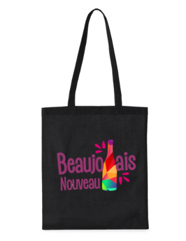 Tote bag noir beaujolais nouveau : textile et accessoires beaujolais nouveau