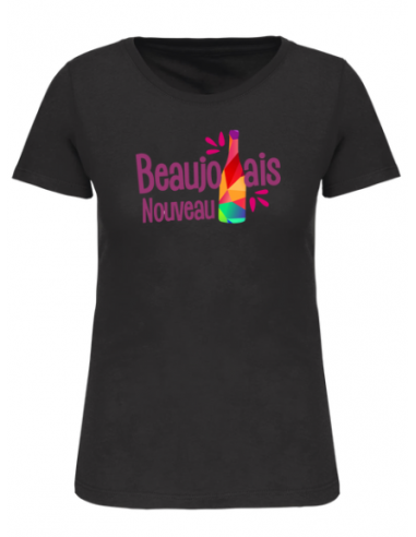 T-shirt noir Beaujolais nouveau femme : textile beaujolais nouveau T-shirt noir Beaujolais nouveau femme : textile beaujolais nouveau