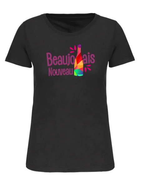T-shirt noir Beaujolais nouveau femme : textile beaujolais nouveau