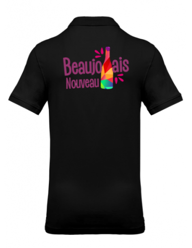 Polo noir Beaujolais nouveau homme : textile beaujolais nouveau Polo noir Beaujolais nouveau homme : textile beaujolais nouveau