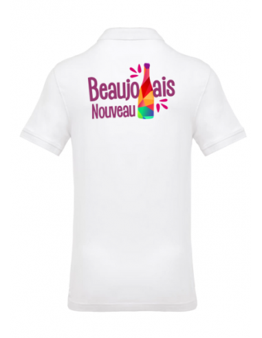 Polo blanc Beaujolais nouveau homme : textile beaujolais nouveau Polo blanc Beaujolais nouveau homme : textile beaujolais nouveau