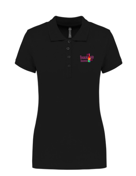 Polo noir Beaujolais nouveau femme : textile beaujolais nouveau
