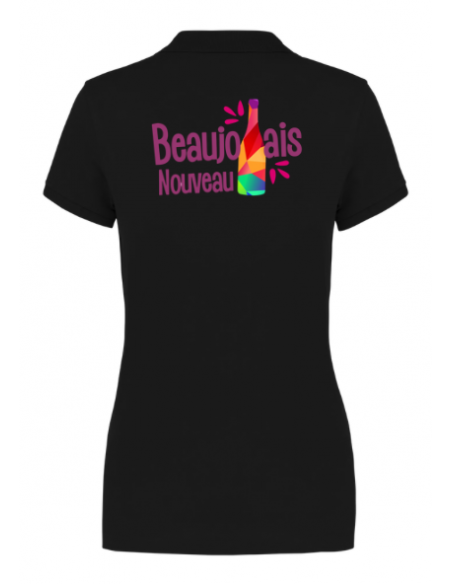 Polo noir Beaujolais nouveau femme : textile beaujolais nouveau