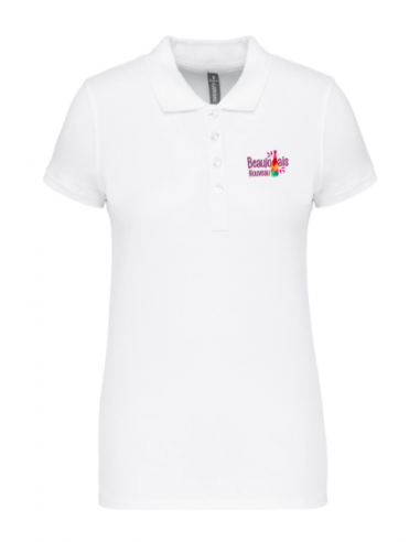 Polo blanc Beaujolais nouveau femme : textile beaujolais nouveau