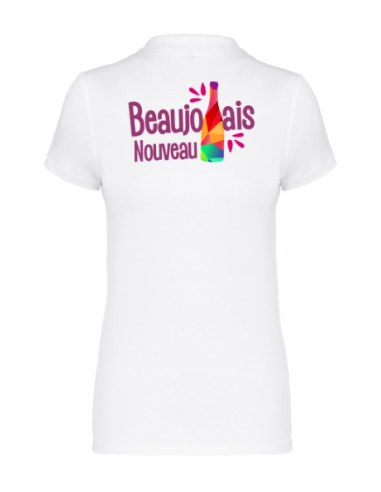 Polo blanc Beaujolais nouveau femme : textile beaujolais nouveau Polo blanc Beaujolais nouveau femme : textile beaujolais nouveau