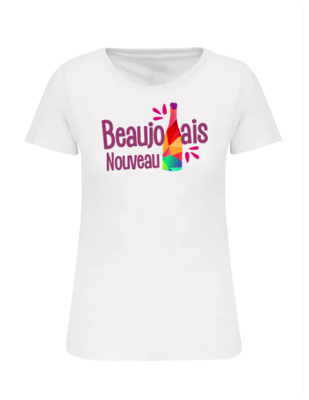 T-shirt blanc Beaujolais nouveau femme : textile beaujolais nouveau