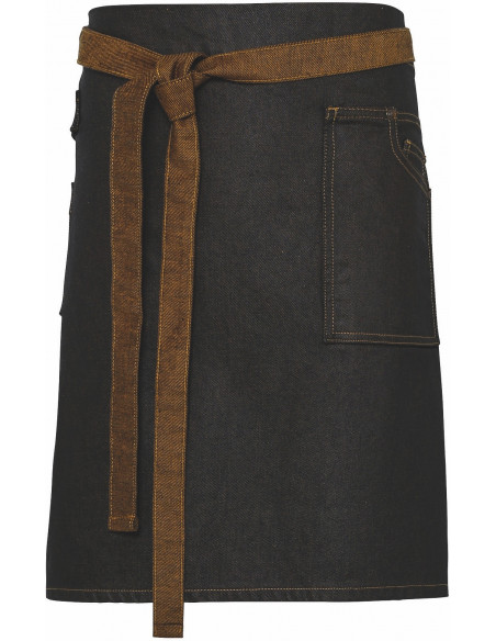 tablier black tan denim