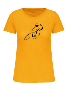 T-shirt jaune course cycliste femme : textile course cycliste et Tour de France 2