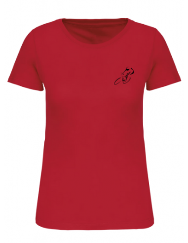 T-shirt rouge course cycliste femme : textile course cycliste et Tour de France