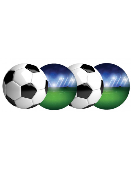 Lot de 4 décorations en football en carton recto verso