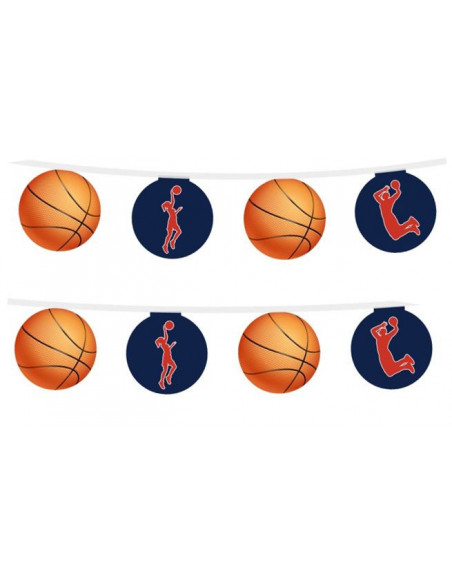 Guirlande 4m de 8 fanions basket en papier