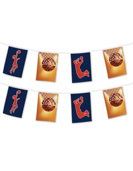 Guirlande 5m de 8 fanions sport basket en papier