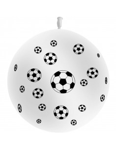 Ballon latex blanc géant avec des ballons de football en impression