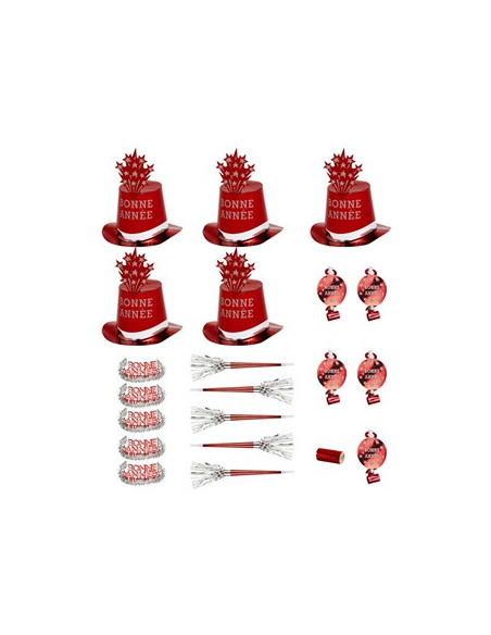 Kit rouge bonne année 10 personnes : nouvel an