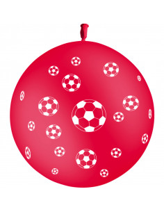 1 Ballon rouge géant en latex avec des ballons de foot en impression.