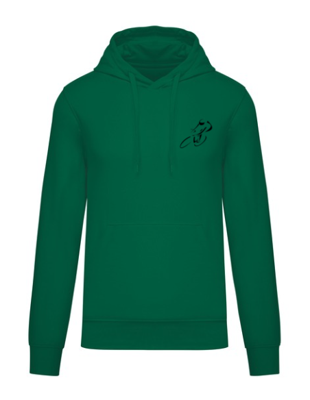 Sweat-shirt à capuche vert course cycliste : textile course cycliste et Tour de France